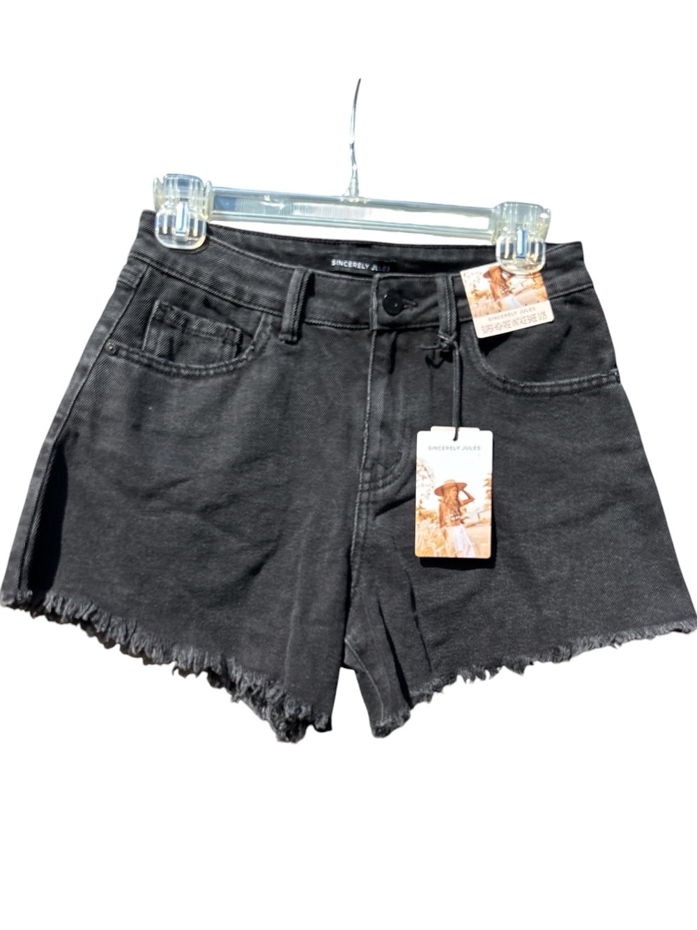 SINCERELY JULES Super High-Rise Vintage Babe Black Denim Jean Shorts Size 1/25